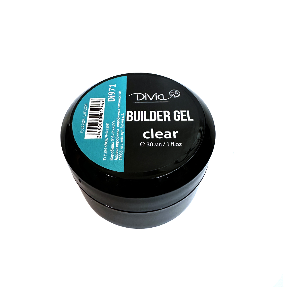 Гель моделюючий прозорий для нарощування нігтів Divia - Di971 (30 мл)
