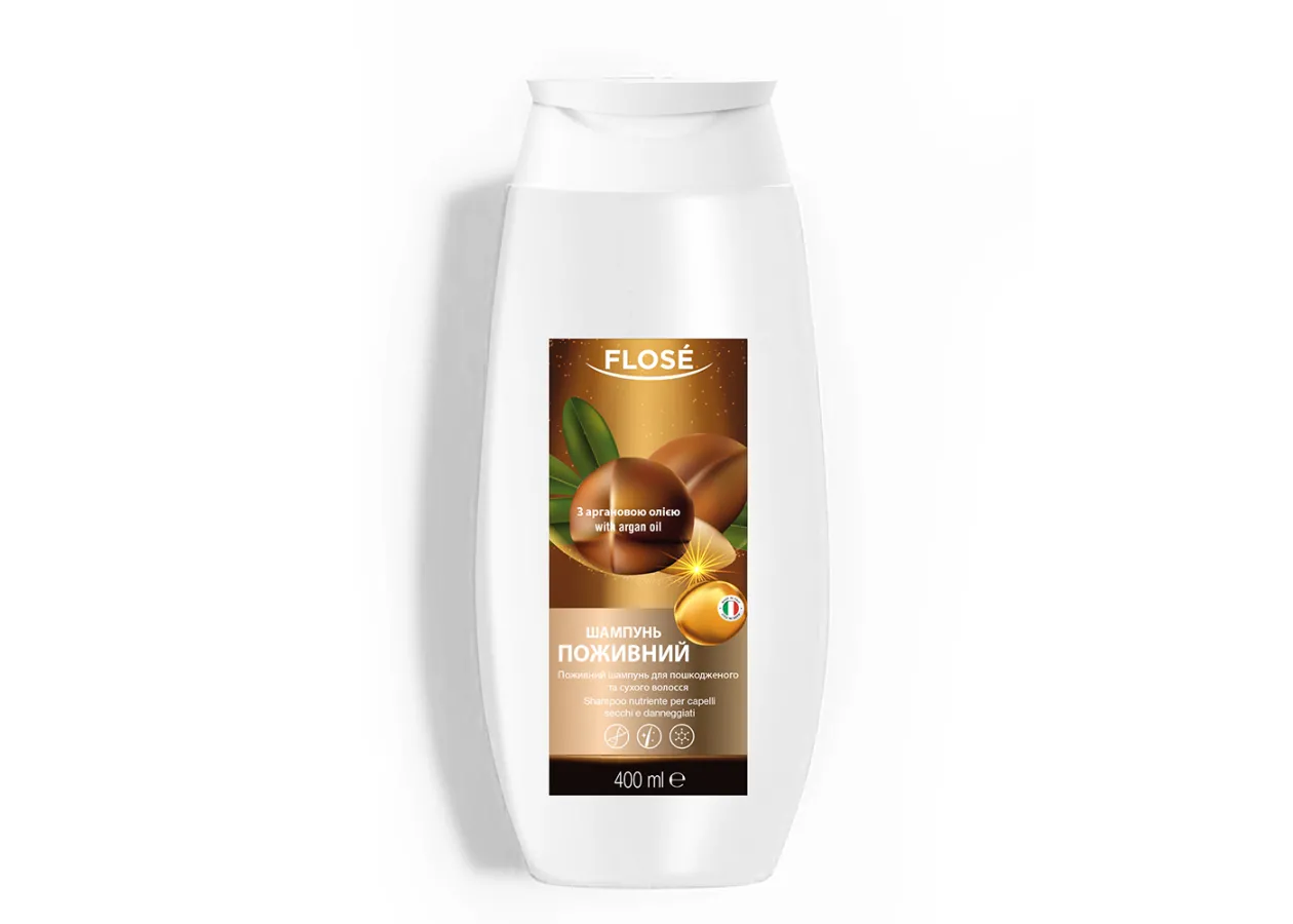 Поживний шампунь для пошкодженого та сухого волосся FLOSÉ (400 мл)
