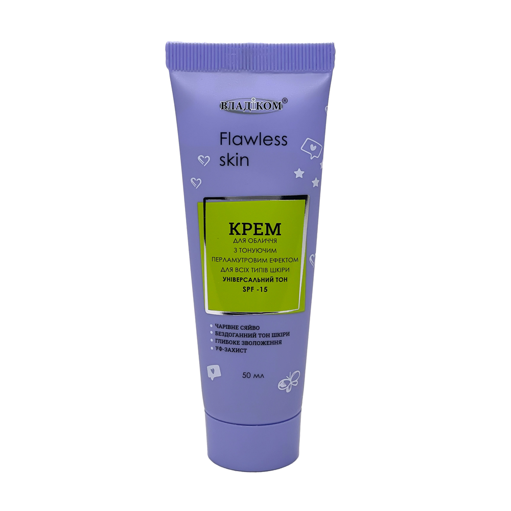 Крем для обличчя з тонуючим перламутровим ефектом для всіх типів шкіри “Flawless Skin” ВЛАДІКОМ (50 мл)