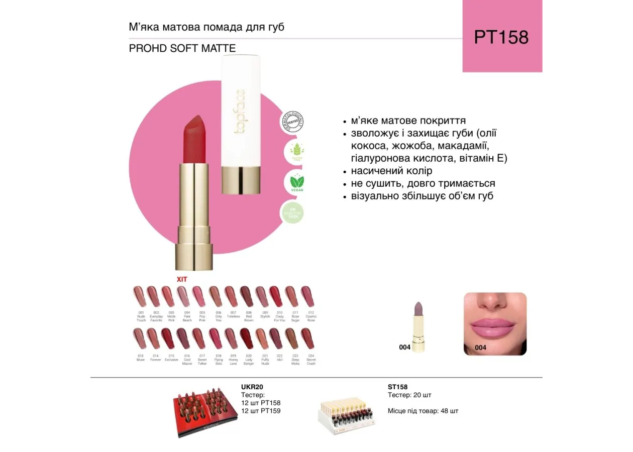 Помада для губ матова TopFace 